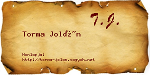 Torma Jolán névjegykártya